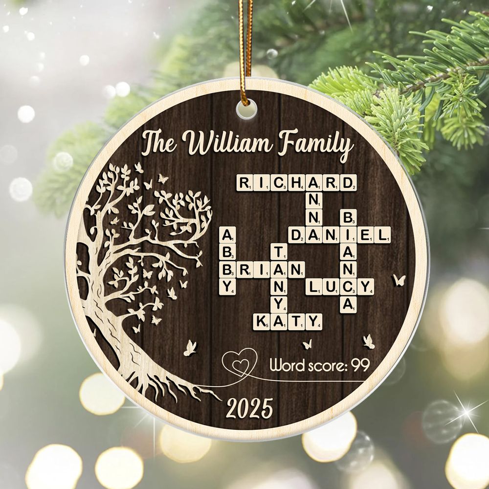 Family Tree of Life Crossword - Personalized Acrylic Ornament