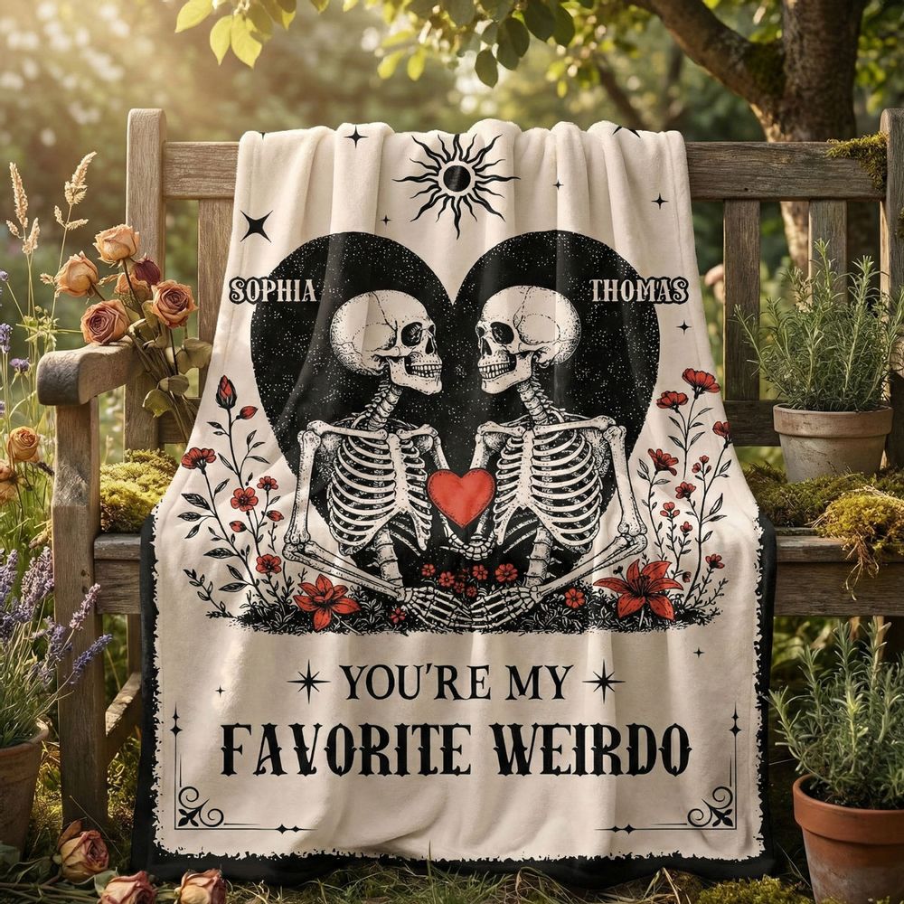 You're My Weirdo - Personalized Gothic Quirky Skull Couple Blanket