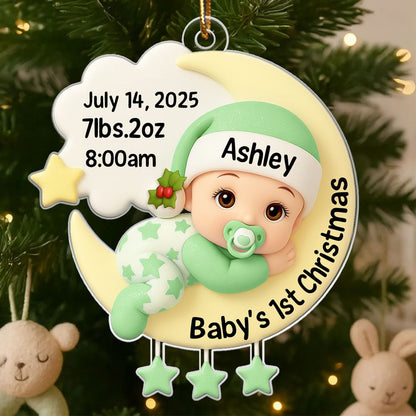 Baby In The Moon First Christmas - Personalized Acrylic Ornament