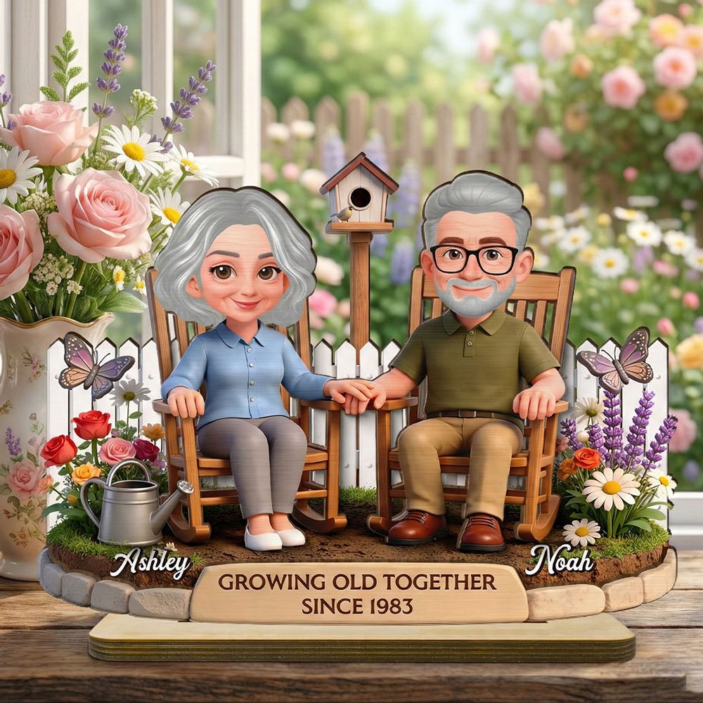 Eternal Love Couple Backyard Garden Growing Old Together - Personalized 2-Layer Wooden Plaque