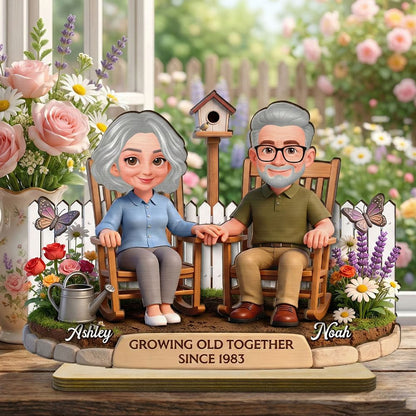 Eternal Love Couple Backyard Garden Growing Old Together - Personalized 2-Layer Wooden Plaque