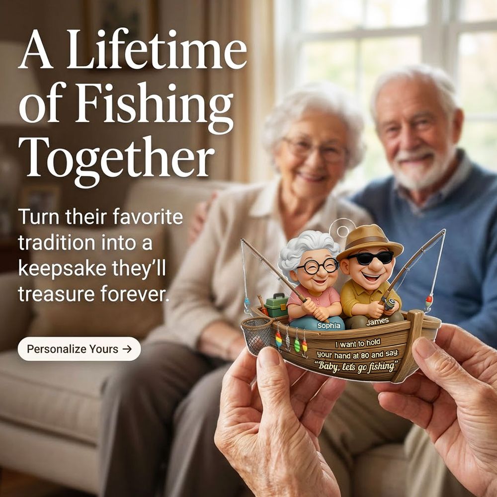 Baby Let's Go Fishing - Personalized Old Couple Acrylic Ornament