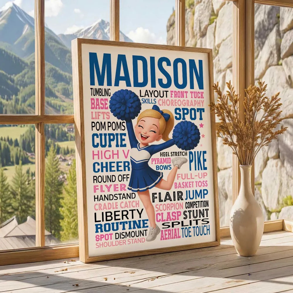 Personalized Cheerleader Typography Art Poster / Canvas - Inspirational Gift for Daughter & Granddaughter