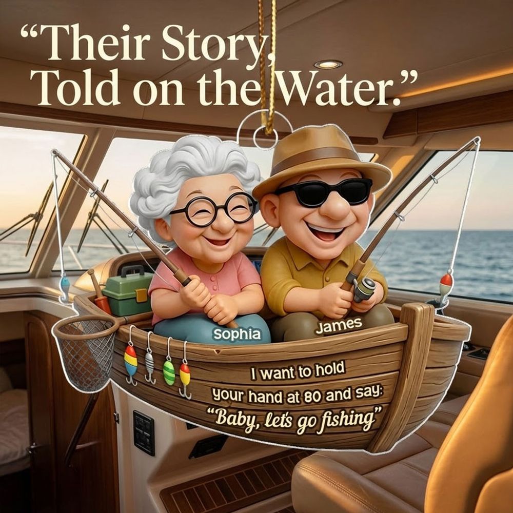 Baby Let's Go Fishing - Personalized Old Couple Acrylic Ornament