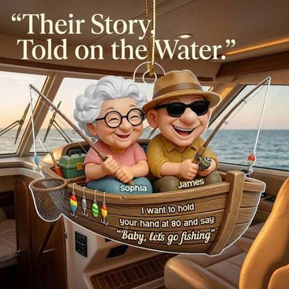 Baby Let's Go Fishing - Personalized Old Couple Acrylic Ornament