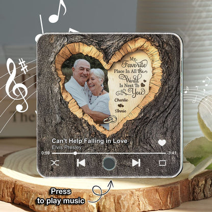My Favorite Place In All the World Is Next To You - Personalized Photo Music Fridge Magnet