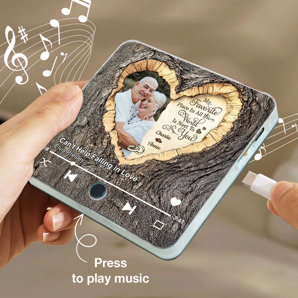 My Favorite Place In All the World Is Next To You - Personalized Photo Music Fridge Magnet
