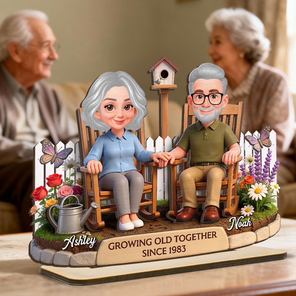 Eternal Love Couple Backyard Garden Growing Old Together - Personalized 2-Layer Wooden Plaque