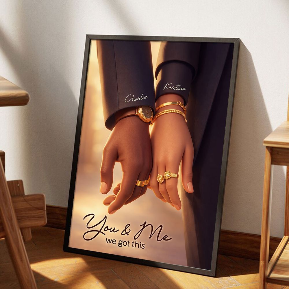 Personalized Couple Romantic Hands Close Up Poster / Canvas - Custom Anniversary & Valentine’s Gift