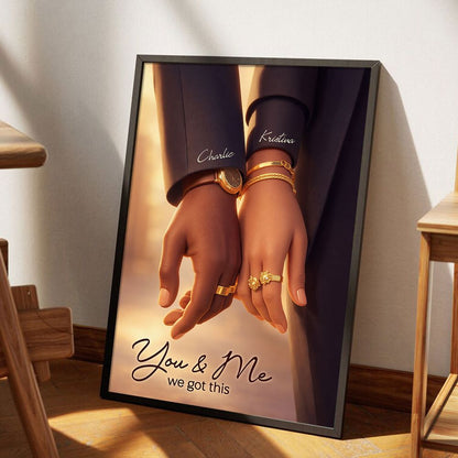 Personalized Couple Romantic Hands Close Up Poster / Canvas - Custom Anniversary & Valentine’s Gift
