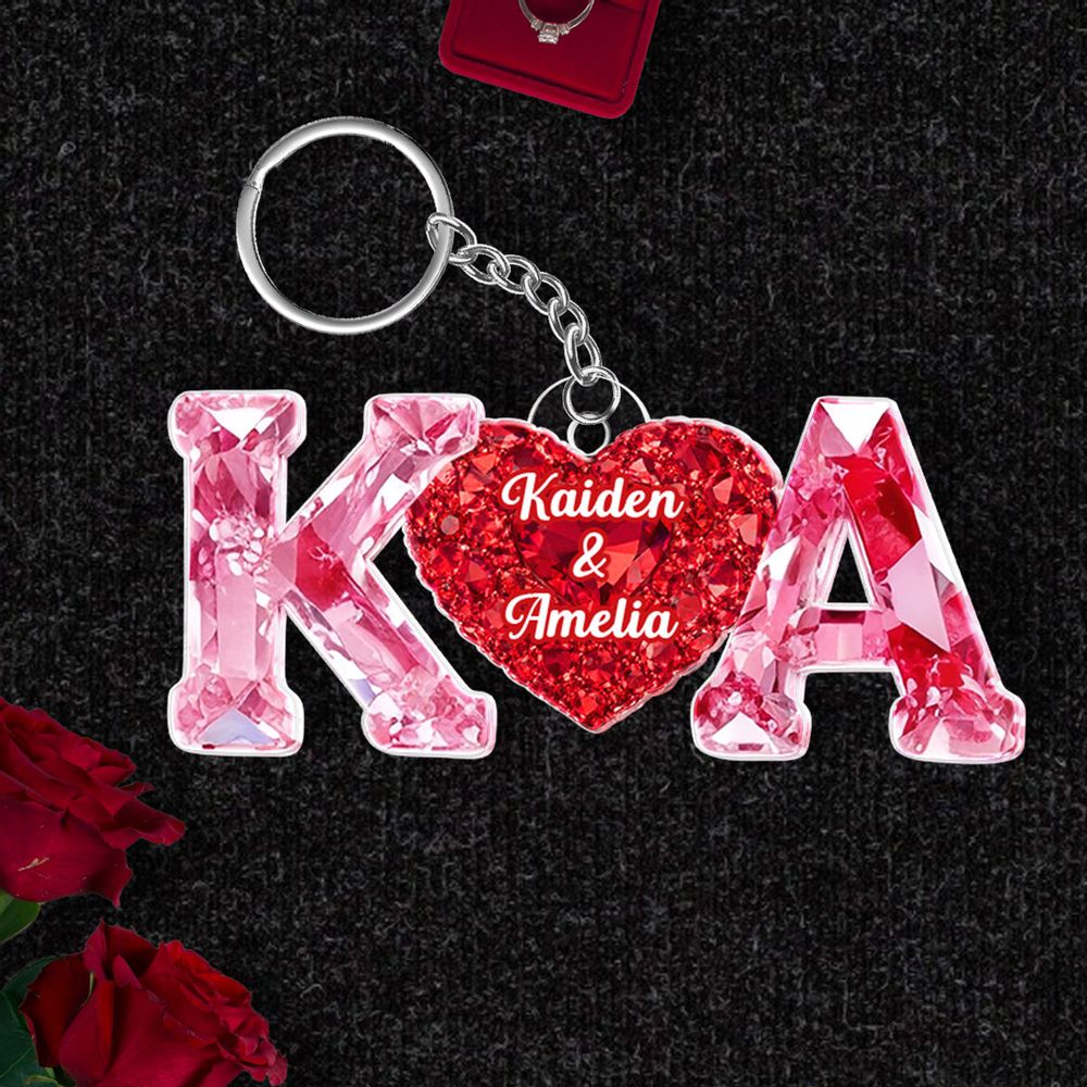 Couple Love Initial - Personalized Acrylic Keychain