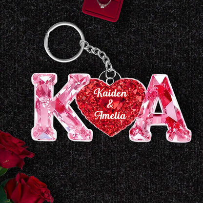 Couple Love Initial - Personalized Acrylic Keychain