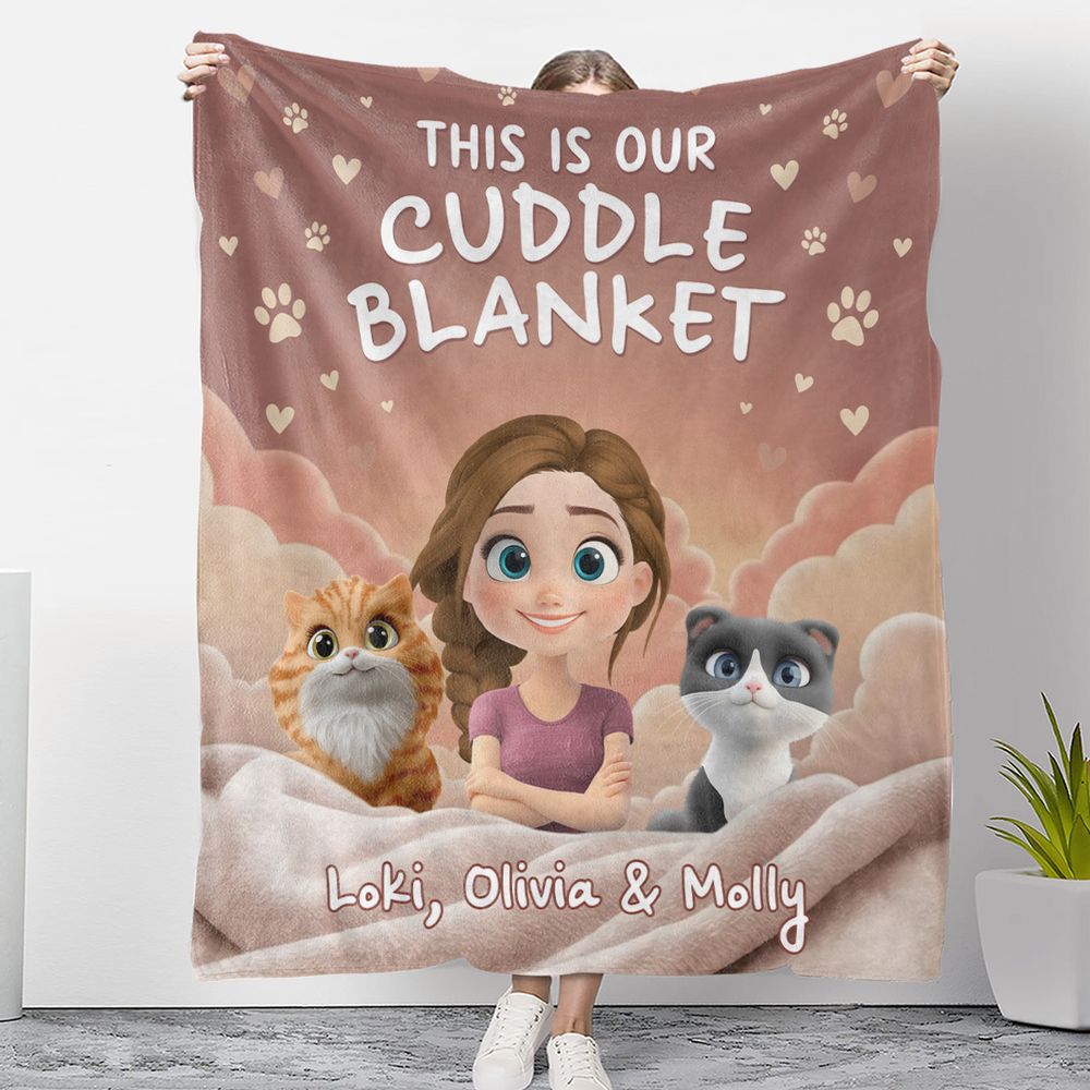 Personalized Custom Dreaming With Cats Blanket - Custom Gift for Cat Lovers
