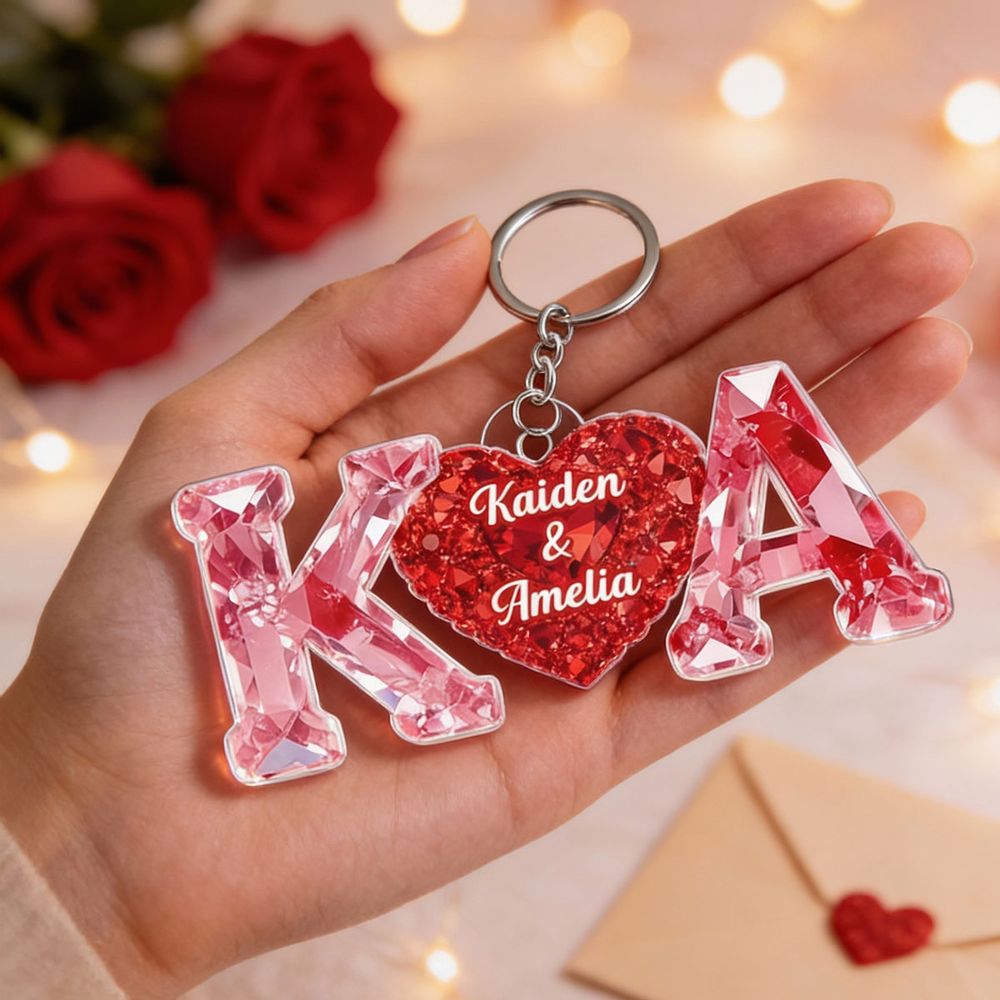 Couple Love Initial - Personalized Acrylic Keychain