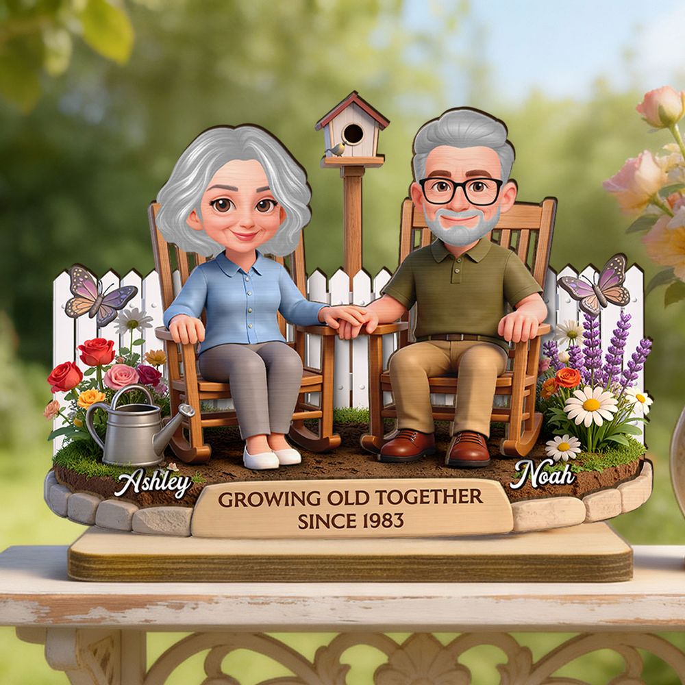 Eternal Love Couple Backyard Garden Growing Old Together - Personalized 2-Layer Wooden Plaque