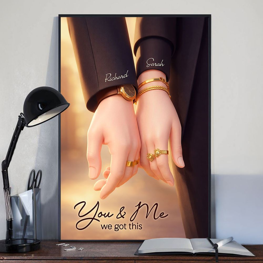 Personalized Couple Romantic Hands Close Up Poster / Canvas - Custom Anniversary & Valentine’s Gift