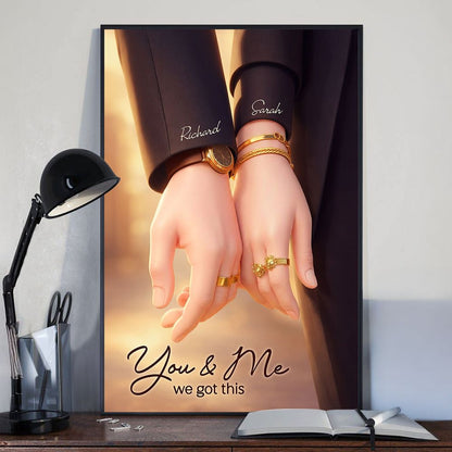 Personalized Couple Romantic Hands Close Up Poster / Canvas - Custom Anniversary & Valentine’s Gift