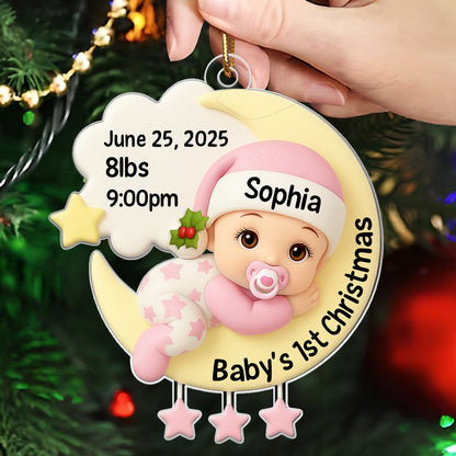 Baby In The Moon First Christmas - Personalized Acrylic Ornament