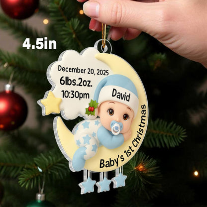Baby In The Moon First Christmas - Personalized Acrylic Ornament