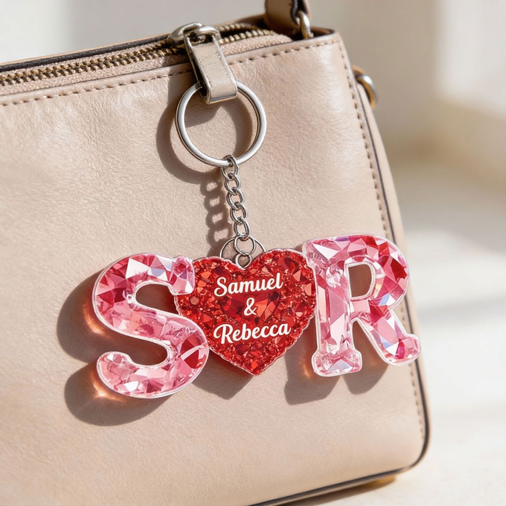 Couple Love Initial - Personalized Acrylic Keychain