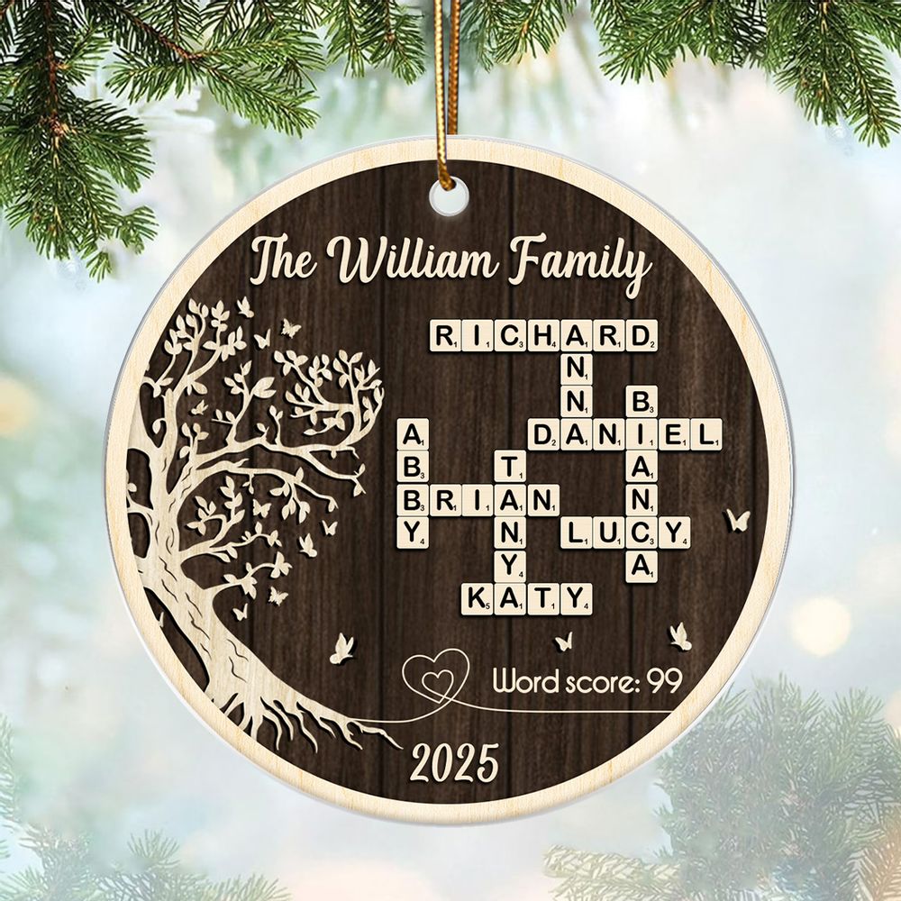 Family Tree of Life Crossword - Personalized Acrylic Ornament