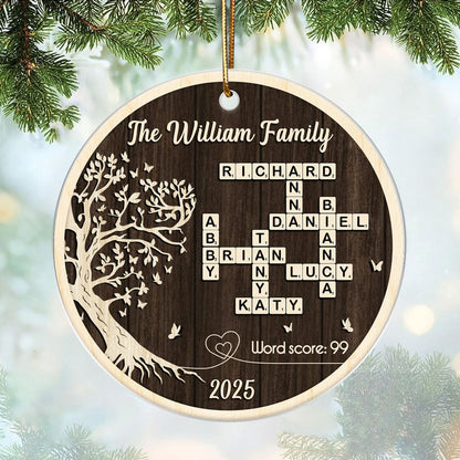 Family Tree of Life Crossword - Personalized Acrylic Ornament