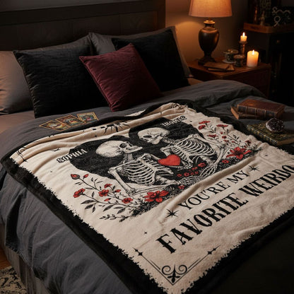 You're My Weirdo - Personalized Gothic Quirky Skull Couple Blanket