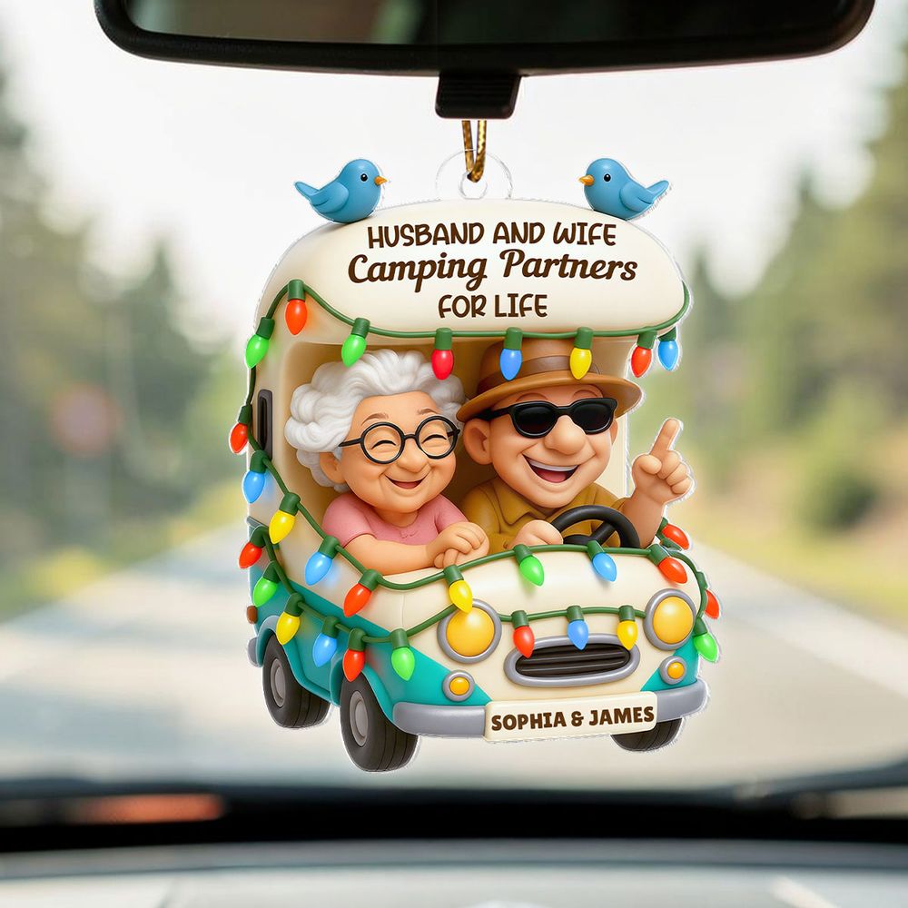 Baby Let's Go Camping - Personalized Old Couple Acrylic Car Hanger