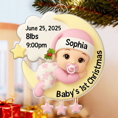 Baby In The Moon First Christmas - Personalized Acrylic Ornament