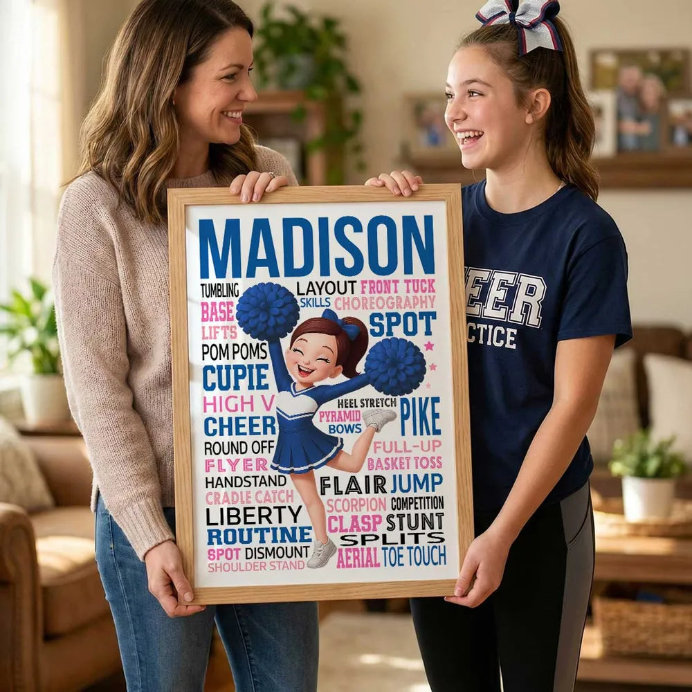 Personalized Cheerleader Typography Art Poster / Canvas - Inspirational Gift for Daughter & Granddaughter