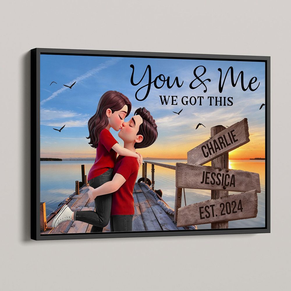 Eternal Love Couple Sitting At Lake Dock Sign Posts - Personalized Custom Valentine Anniversary Poster / Canvas