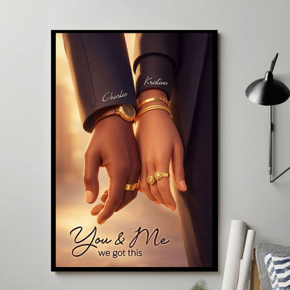 Personalized Couple Romantic Hands Close Up Poster / Canvas - Custom Anniversary & Valentine’s Gift