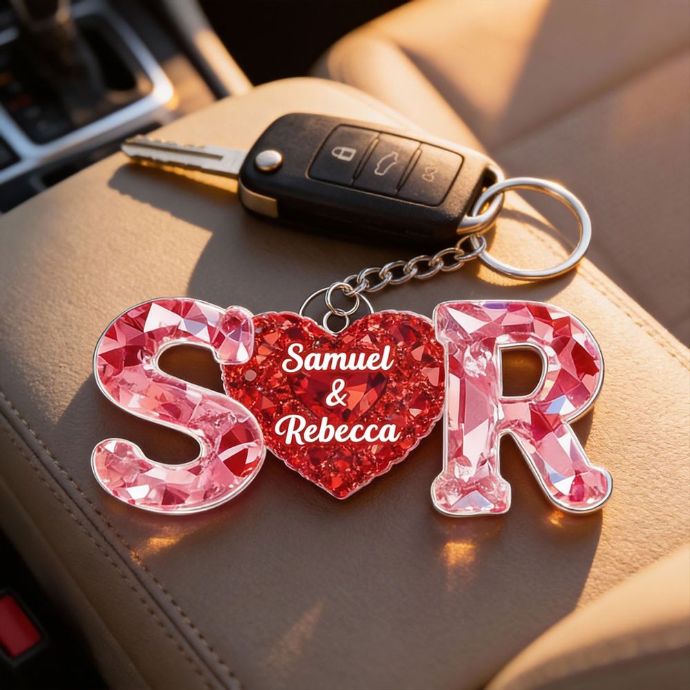 Couple Love Initial - Personalized Acrylic Keychain