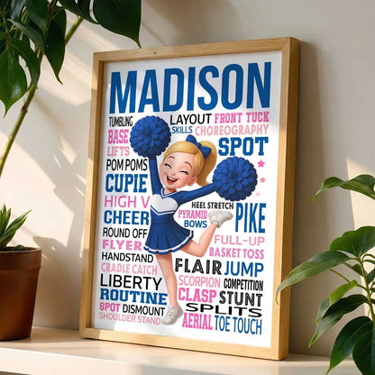 Personalized Cheerleader Typography Art Poster / Canvas - Inspirational Gift for Daughter & Granddaughter