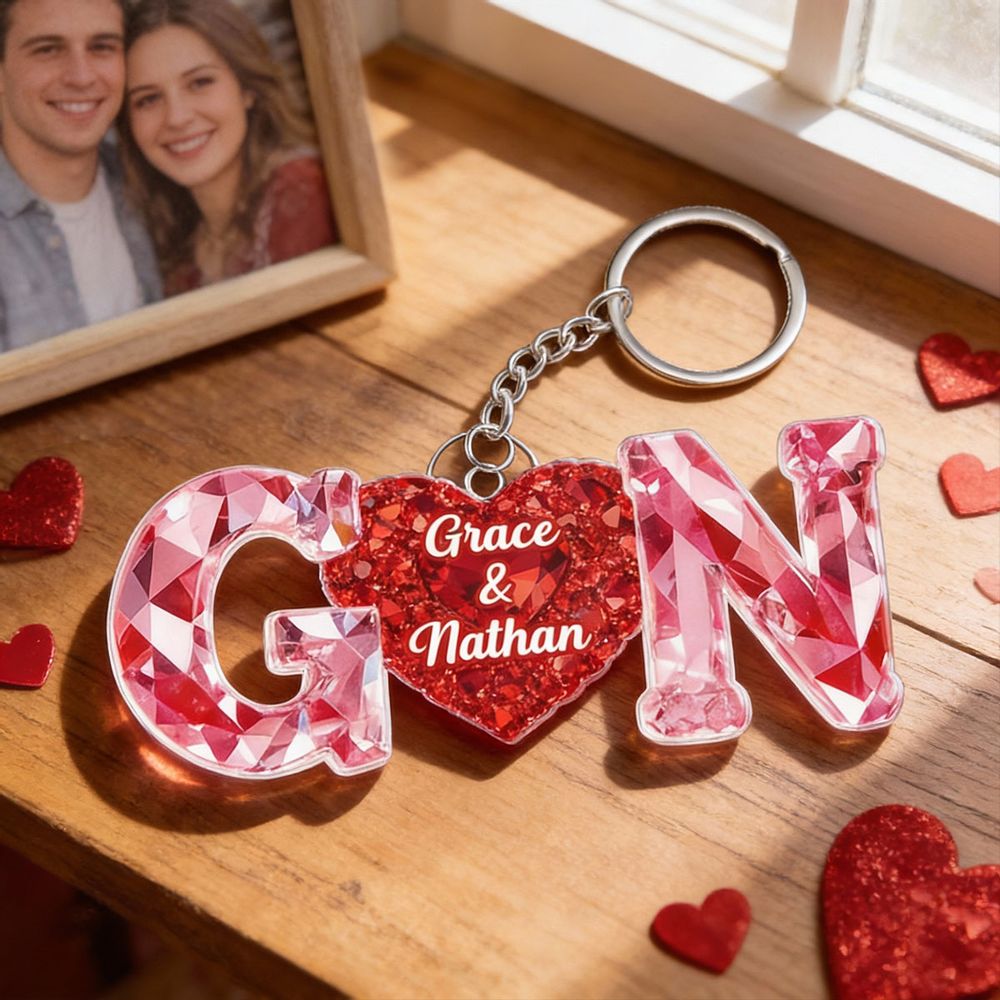 Couple Love Initial - Personalized Acrylic Keychain