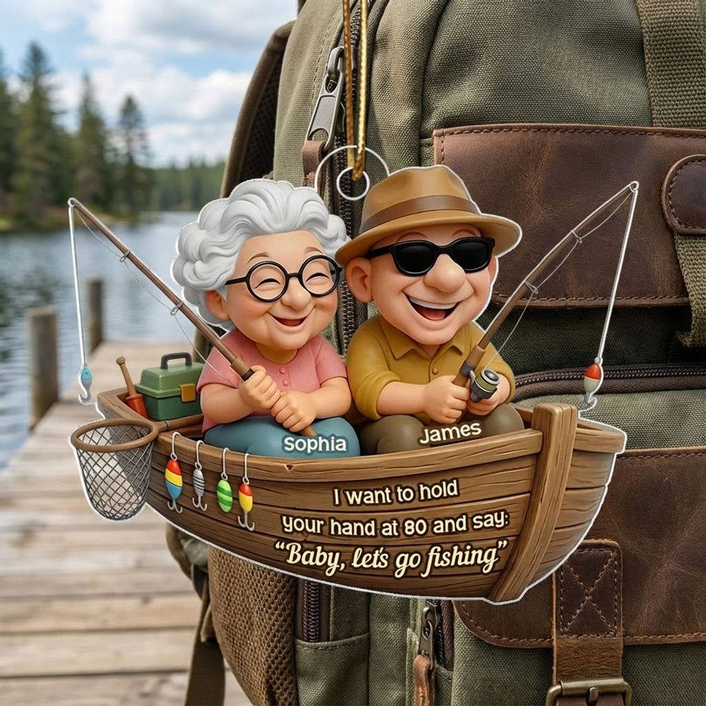 Baby Let's Go Fishing - Personalized Old Couple Acrylic Ornament