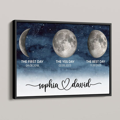 Starry Night Love Story - Personalized Custom Couple Moon Phase Poster / Canvas