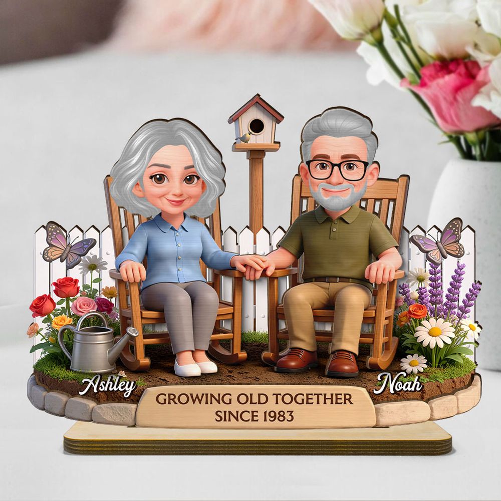Eternal Love Couple Backyard Garden Growing Old Together - Personalized 2-Layer Wooden Plaque