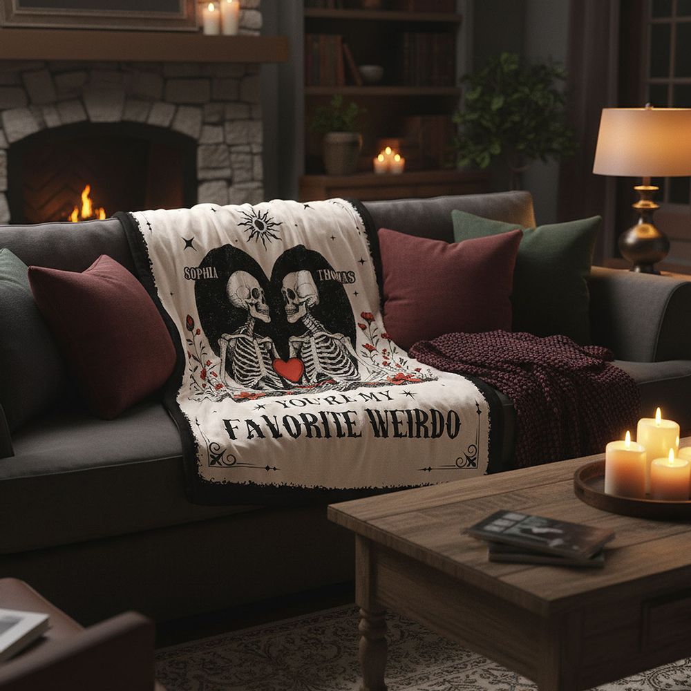 You're My Weirdo - Personalized Gothic Quirky Skull Couple Blanket