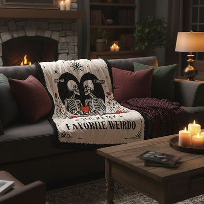 You're My Weirdo - Personalized Gothic Quirky Skull Couple Blanket