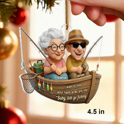 Baby Let's Go Fishing - Personalized Old Couple Acrylic Ornament