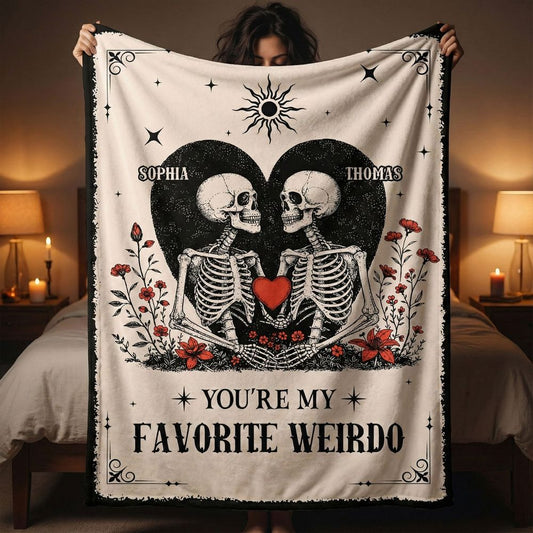 You're My Weirdo - Personalized Gothic Quirky Skull Couple Blanket