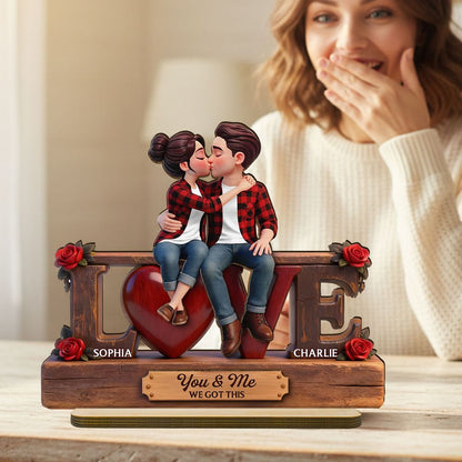 Eternal Rose LOVE Couple Forever Together - Personalized 2-Layered Wooden Plaque