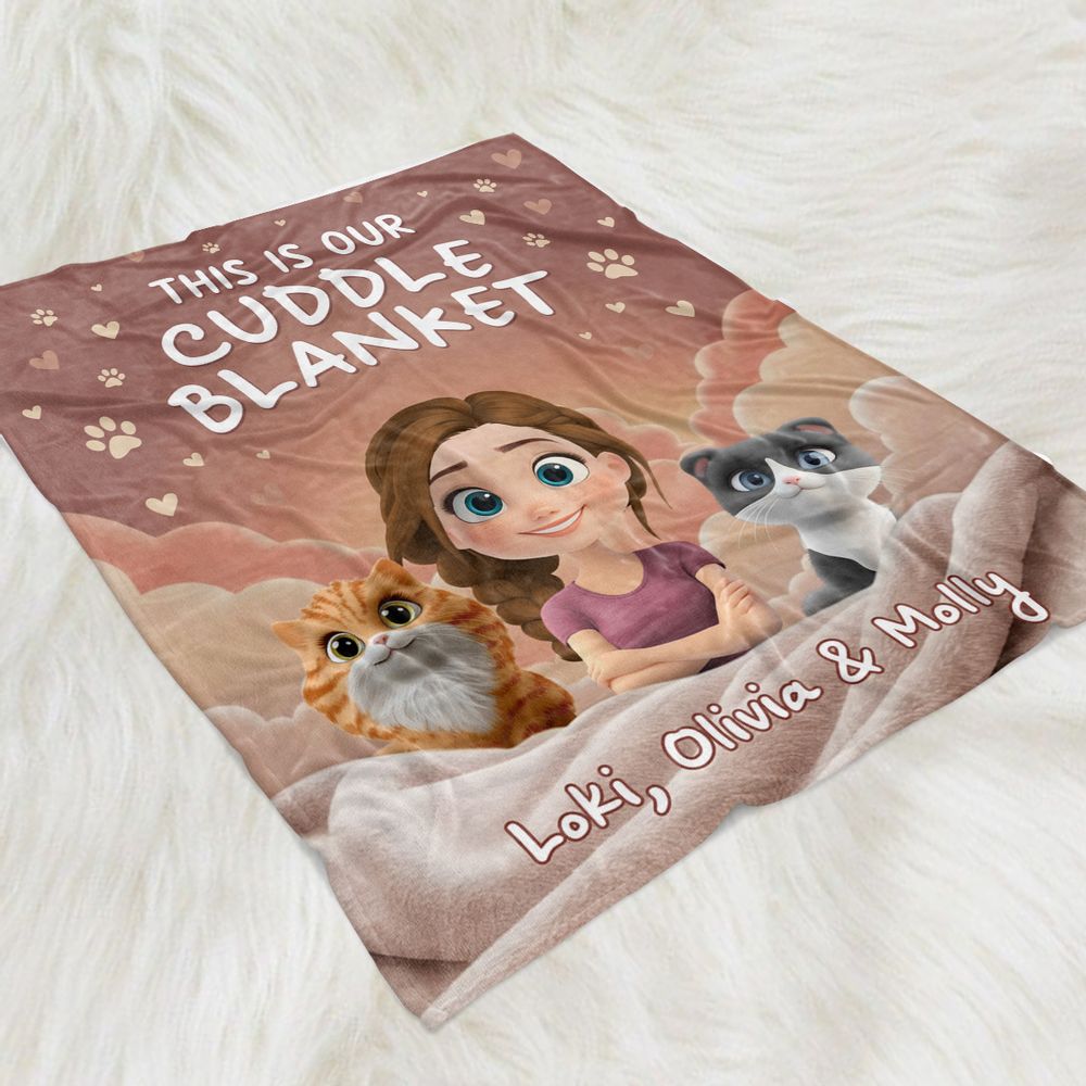 Personalized Custom Dreaming With Cats Blanket - Custom Gift for Cat Lovers