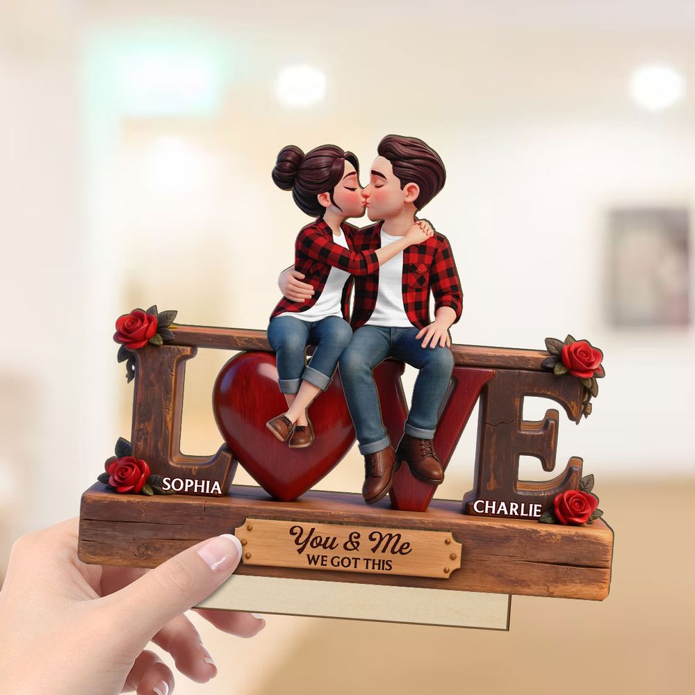 Eternal Rose LOVE Couple Forever Together - Personalized 2-Layered Wooden Plaque