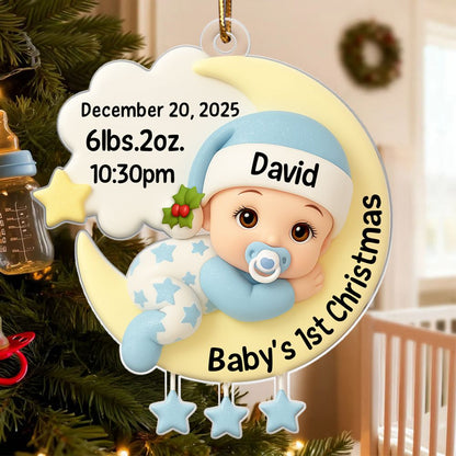 Baby In The Moon First Christmas - Personalized Acrylic Ornament