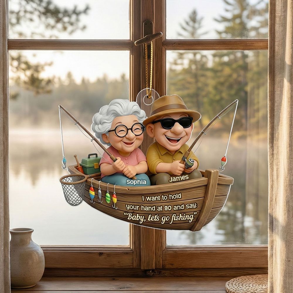 Baby Let's Go Fishing - Personalized Old Couple Acrylic Ornament