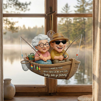 Baby Let's Go Fishing - Personalized Old Couple Acrylic Ornament