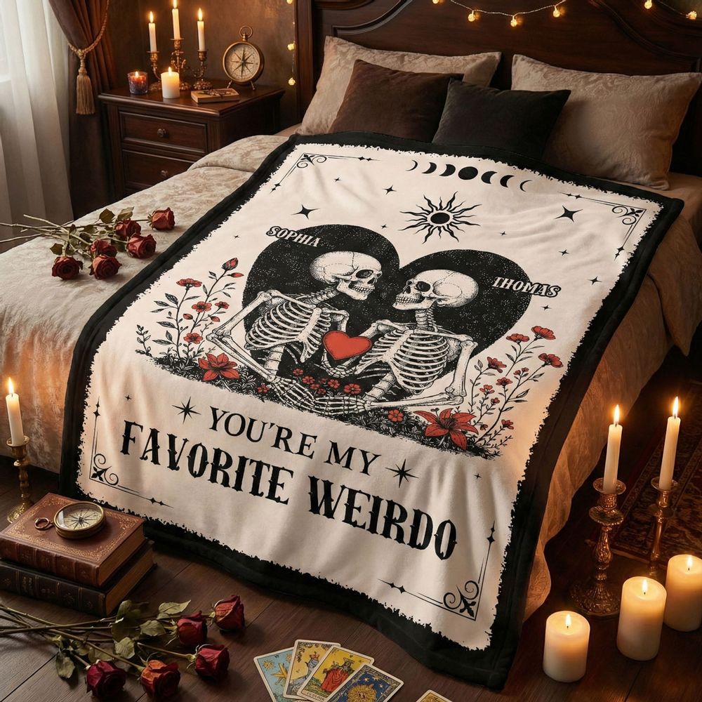 You're My Weirdo - Personalized Gothic Quirky Skull Couple Blanket