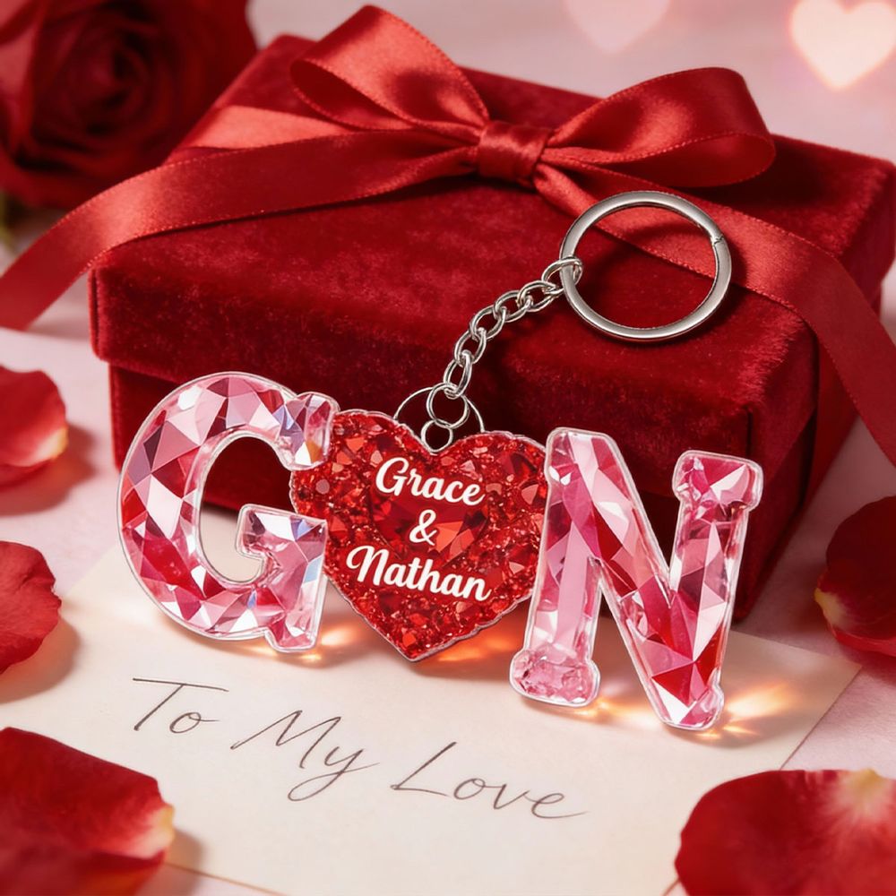 Couple Love Initial - Personalized Acrylic Keychain